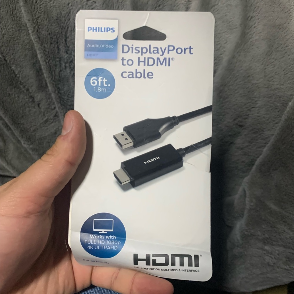 Philips 6 Feet Display Port to HDMI Cable - Black